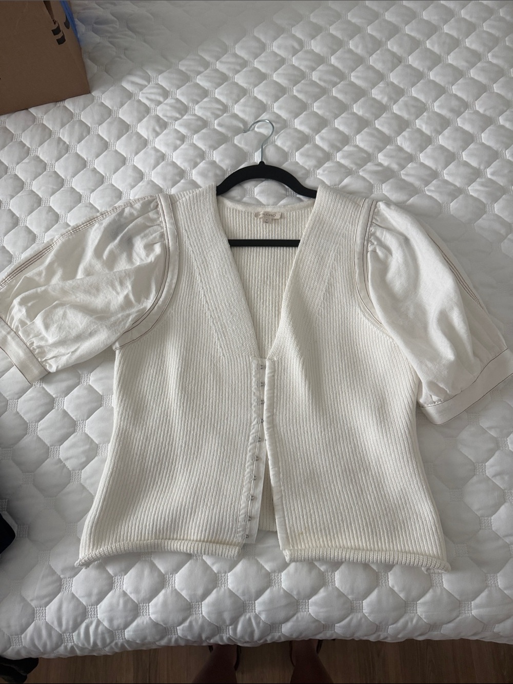Pilcro Cream Ribbed Knit Sweater